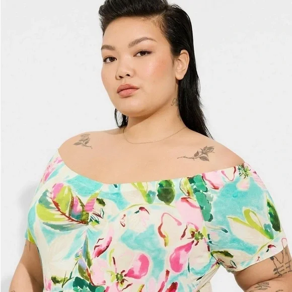 TORRID Mini Supersoft Off Shoulder Skater Dress - Picture 3 of 3